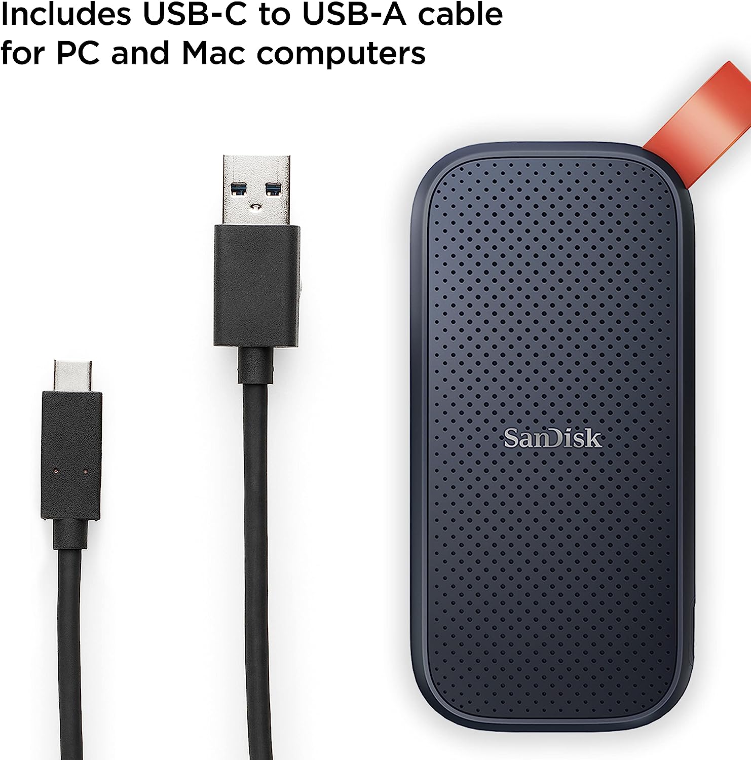 SanDisk Portable 1 TB SSD,  Up to 800MB/s, USB- C 3.2 Gen 2, Black