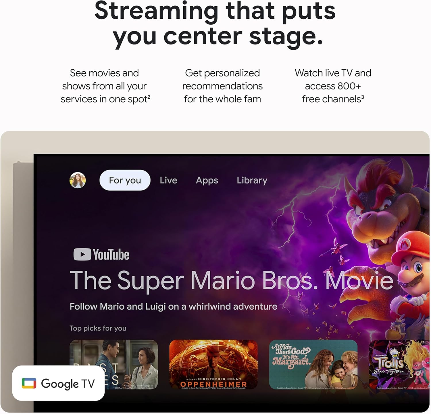Google GA05662-US 4K HDR 32 GB TV Streamer With Smart Home Control - Porcelain