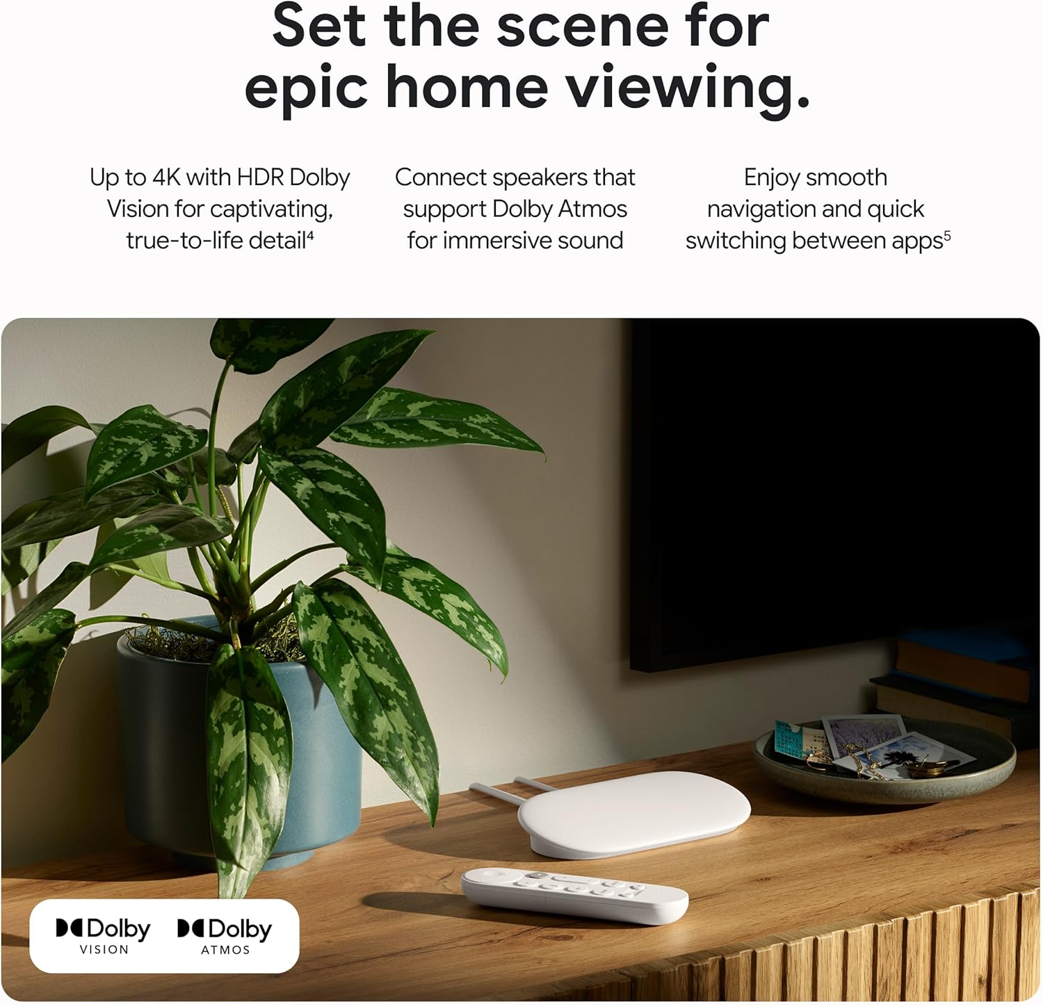 Google GA05662-US 4K HDR 32 GB TV Streamer With Smart Home Control - Porcelain