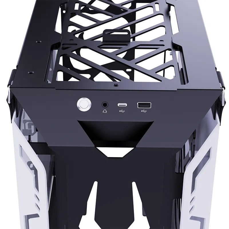 MLOONG X-ERA M-ATX Mid Tower Gaming PC Case - Black/White (4 ARGB Fans Included)