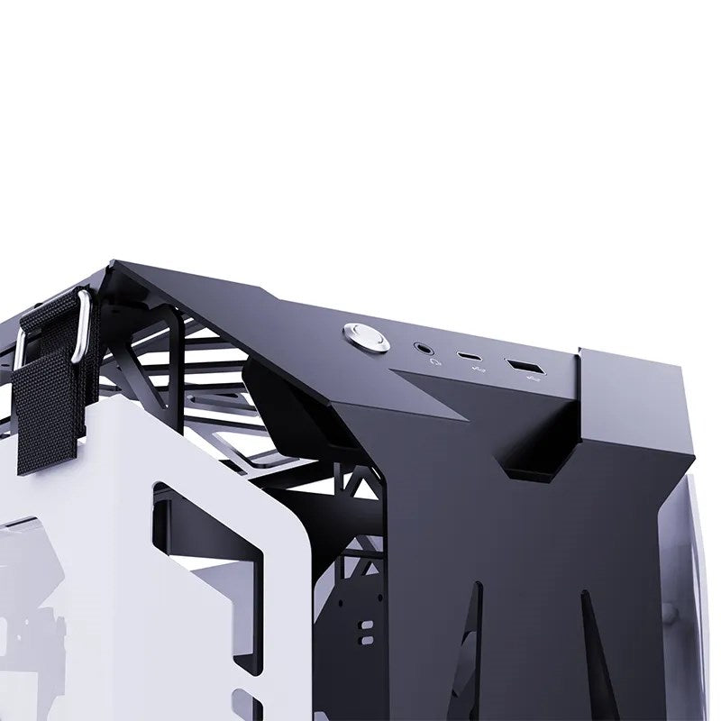 MLOONG X-ERA M-ATX Mid Tower Gaming PC Case - Black/White (4 ARGB Fans Included)