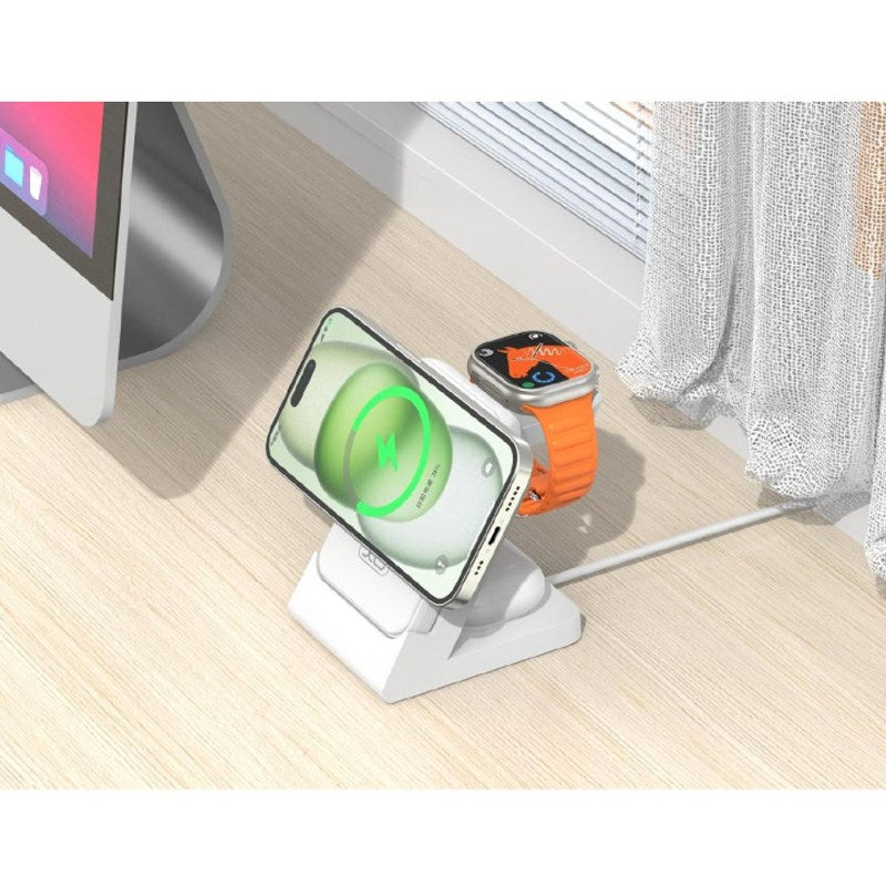XO Magnetic 3 in 1 Wireless Charger, with 5000 mAh Power Bank