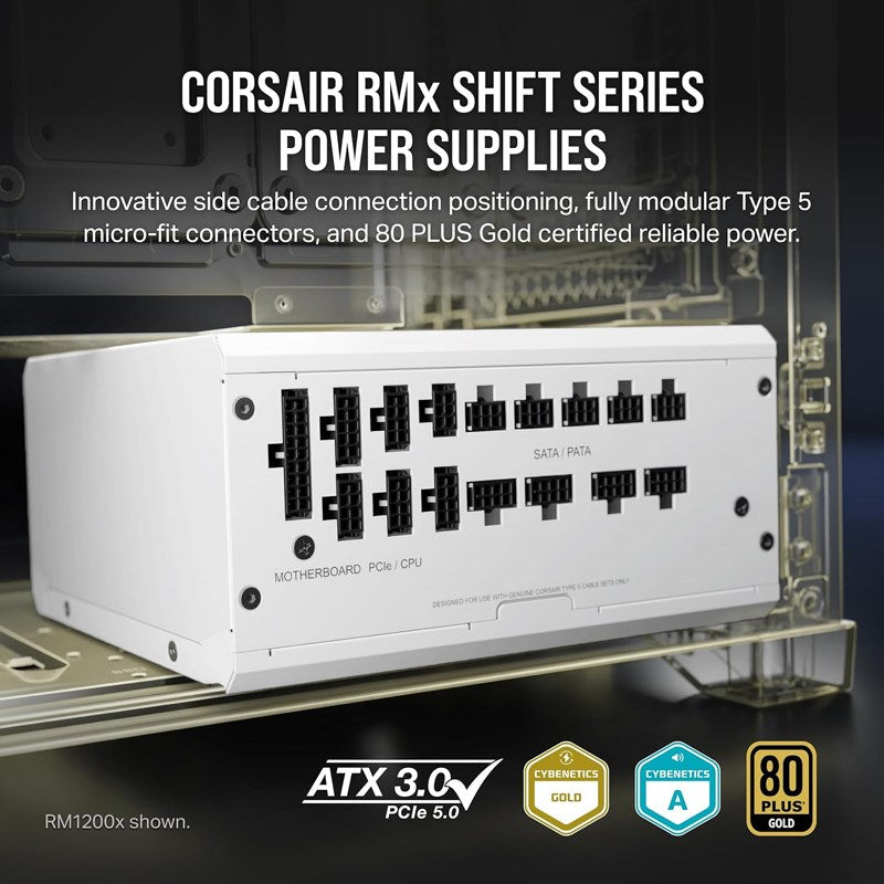 Corsair RM1200x SHIFT 1200 Watts 80 Plus Gold Fully Modular ATX Gaming Power Supply - White
