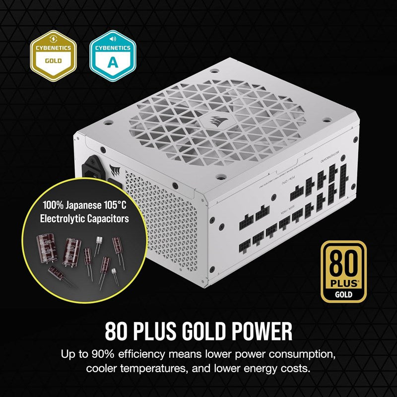 Corsair RM1200x SHIFT 1200 Watts 80 Plus Gold Fully Modular ATX Gaming Power Supply - White