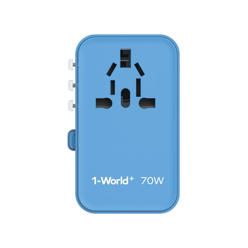Momax 1-World+ 70W GaN 3-Port w/Built-in USB-C Cable + AC Travel Adapter