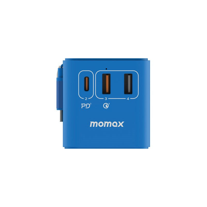 Momax 1-World+ 70W GaN 3-Port w/Built-in USB-C Cable + AC Travel Adapter