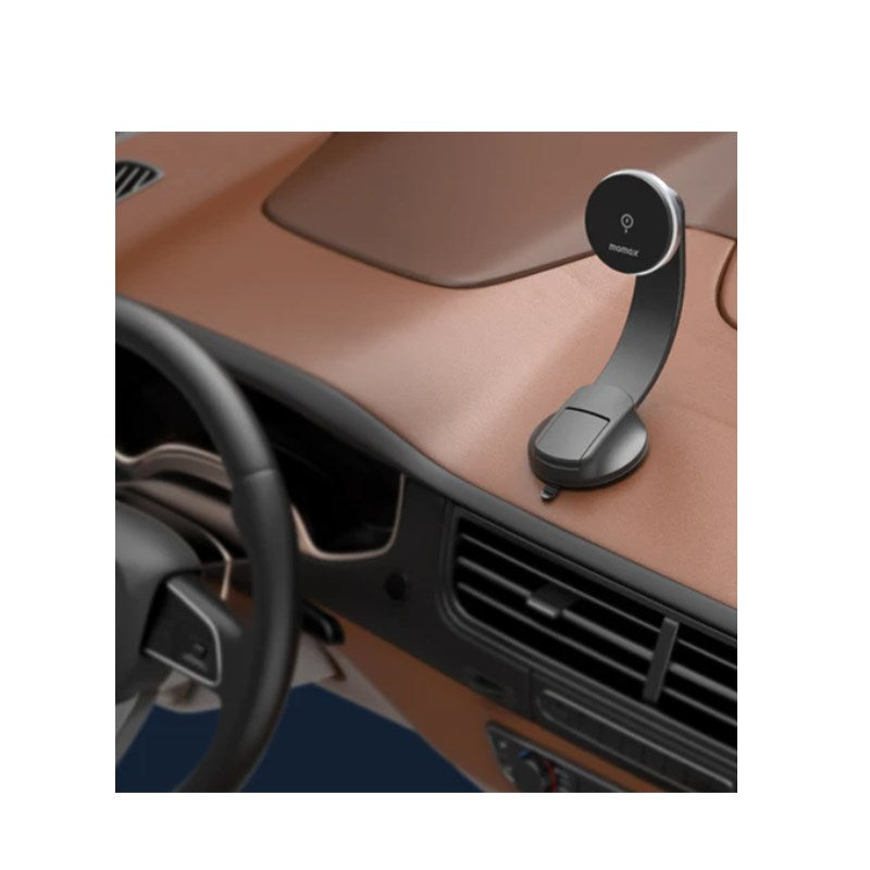 Momax Q.Mag Mount5 15 W magnetic wireless charging car mount, Black