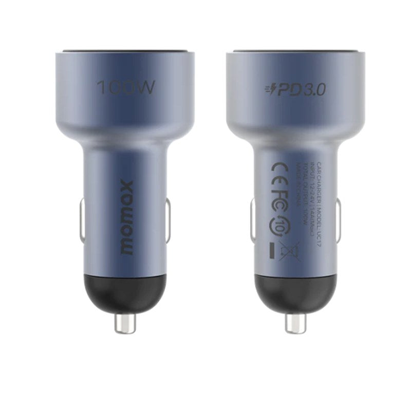 Momax MoVe 100 Watts Triple-Port Car Charger, Space Grey