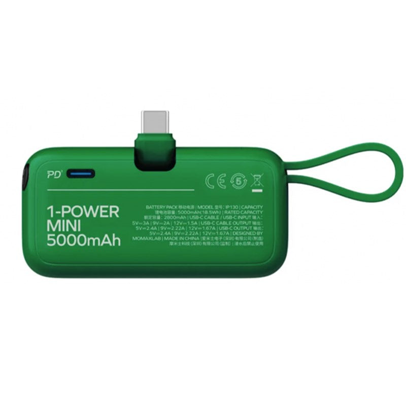 Momax 1-Power Mini 5000mAh Bulit-in Foldable USB-C Battery Pack