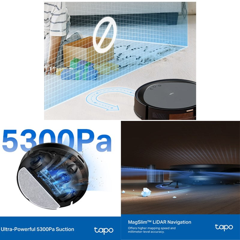 TP-Link 5300 Pa Suction MagSlim LiDAR Navigation Robot Vacuum and Mop with Auto-Empty Dock