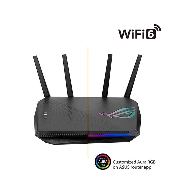 Asus ROG Strix AX5400 Wi-Fi 6 Gaming Router - Dedicated Gaming Port, VPN Fusion, Instant Guard, AiMesh, Adaptive QoS, Port Forwarding, Aura RGB- Open Box
