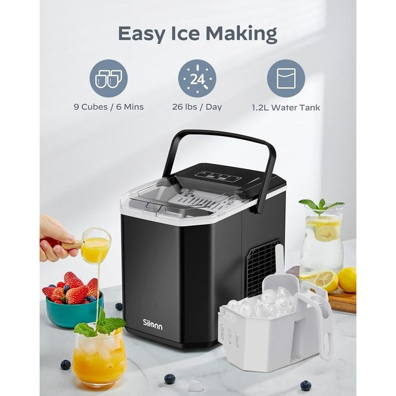 Silonn Portable Compact Countertop Ice Maker with Handle