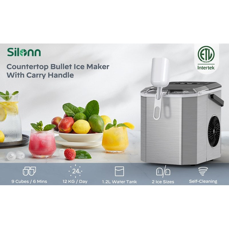 Silonn Portable Compact Countertop Ice Maker with Handle