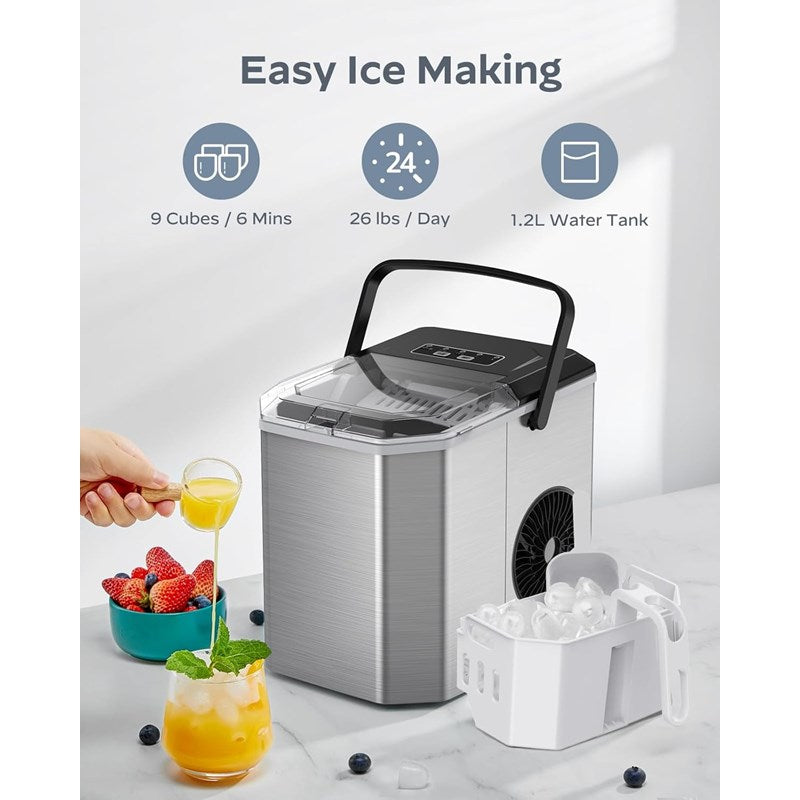 Silonn Portable Compact Countertop Ice Maker with Handle