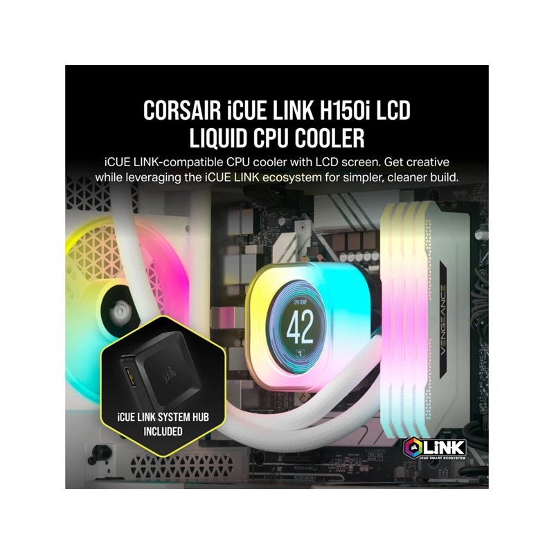 Corsair iCUE LINK H150i LCD 360mm Liquid CPU Cooler - White - Open Box