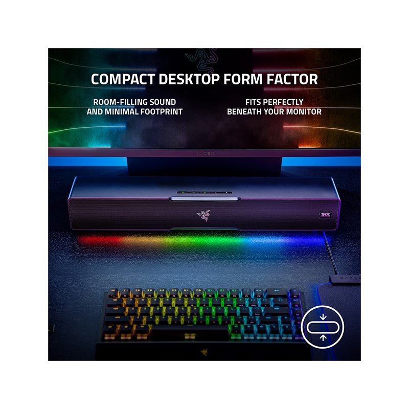 Razer Leviathan V2 Gaming Soundbar with Subwoofer, THX Spatial Audio, Bluetooth 5.2, USB Audio Input, Black - Open Box