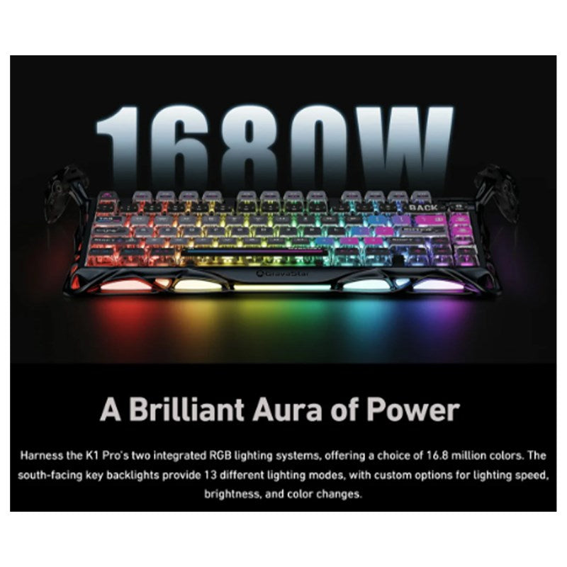 GravaStar Mercury K1 Pro 75% Wireless Mechanical Gaming Keyboard - Galaxy Black