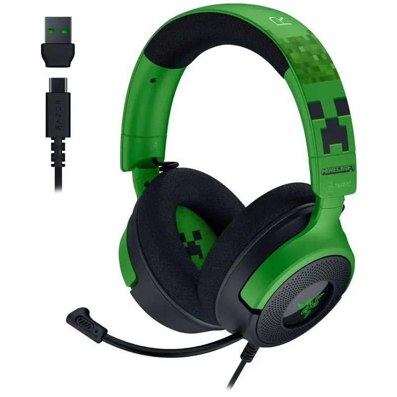 Razer Kraken V4 X Wired USB-C Gaming Headset for PC, PS5, Switch, Mobile - Minecraft Edition