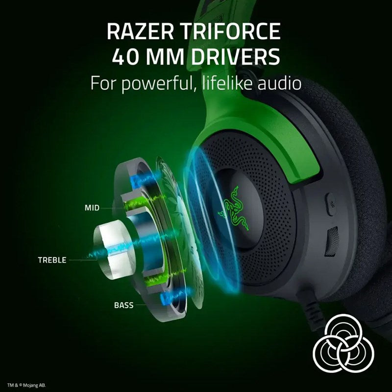 Razer Kraken V4 X Wired USB-C Gaming Headset for PC, PS5, Switch, Mobile - Minecraft Edition