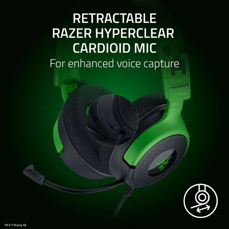Razer Kraken V4 X Wired USB-C Gaming Headset for PC, PS5, Switch, Mobile - Minecraft Edition