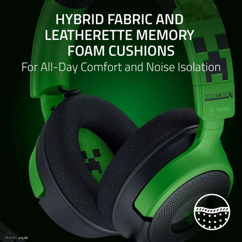 Razer Kraken V4 X Wired USB-C Gaming Headset for PC, PS5, Switch, Mobile - Minecraft Edition