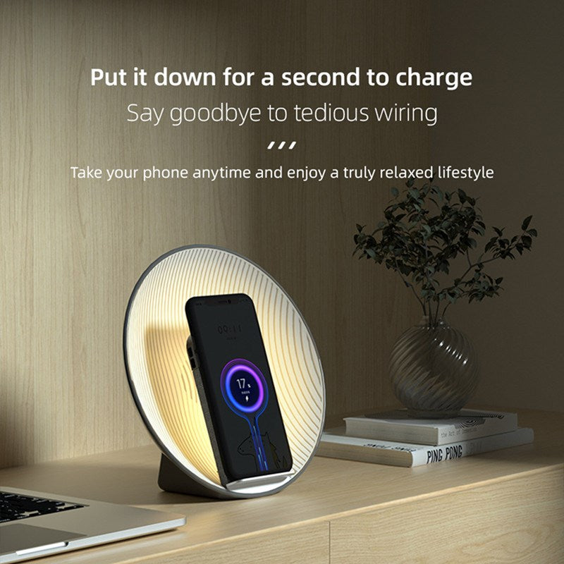 XO 6 in 1 Wireless Charger with Built-in LED Display Screen and Bluetooth Speaker - Grey