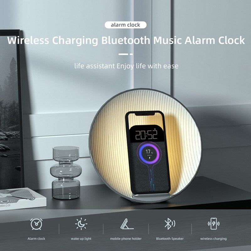 XO 6 in 1 Wireless Charger with Built-in LED Display Screen and Bluetooth Speaker - Grey