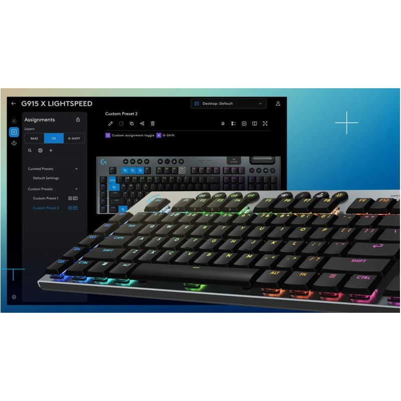 Logitech G915 X LIGHTSPEED Wireless Gaming Keyboard - US INT'L - Tactile - Black