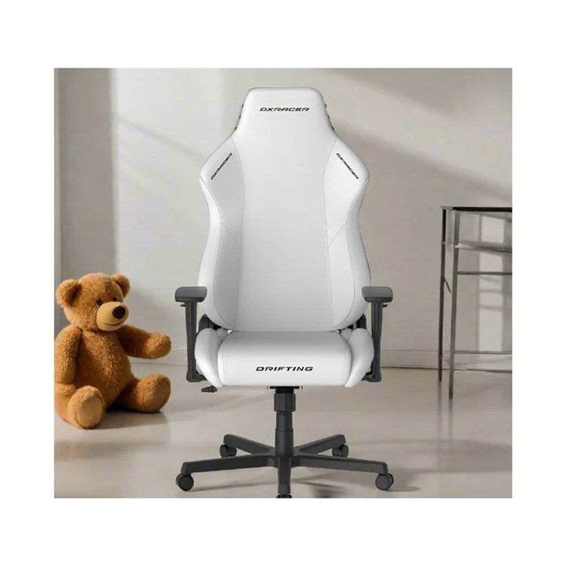 DXRacer Drifting Series Large Size Gaming Chair - White + GAMEON 3in1 L-Shaped Slayer II XL Series Gaming Desk - Black