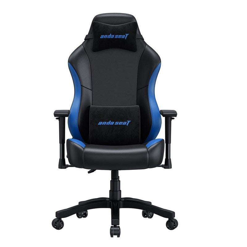Andaseat Luna Series Gaming Chair Large - Black/Blue with Andaseat Green-Touch Natural Bamboo Charcoal Seat Mat