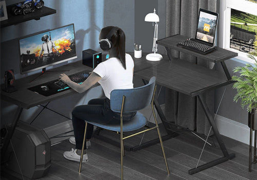 GAMEON 3in1 L-Shaped Slayer II XL Series Gaming Desk - Black