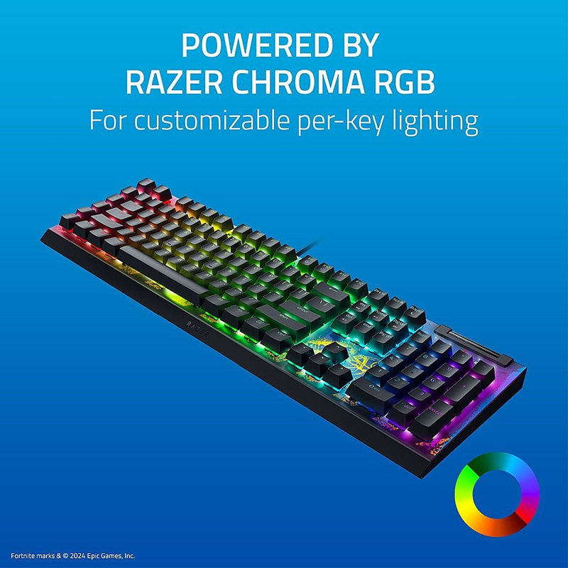 Razer BlackWidow V4 X Wired Mechanical Gaming Keyboard with Razer Chroma RGB (Yellow Switch) - Fortnite Edition (US Layout)