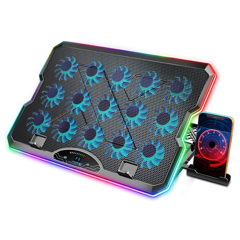 Gadgeton RGB Laptop Cooling Stand with 15 Fans & LCD Screen, USB & Type-C Ports For Laptops up to 15