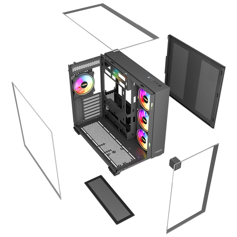 Twisted Minds Warden Rider Tempered Glass ATX Mid Tower Gaming Case - Black (3 ARGB Fans Included)