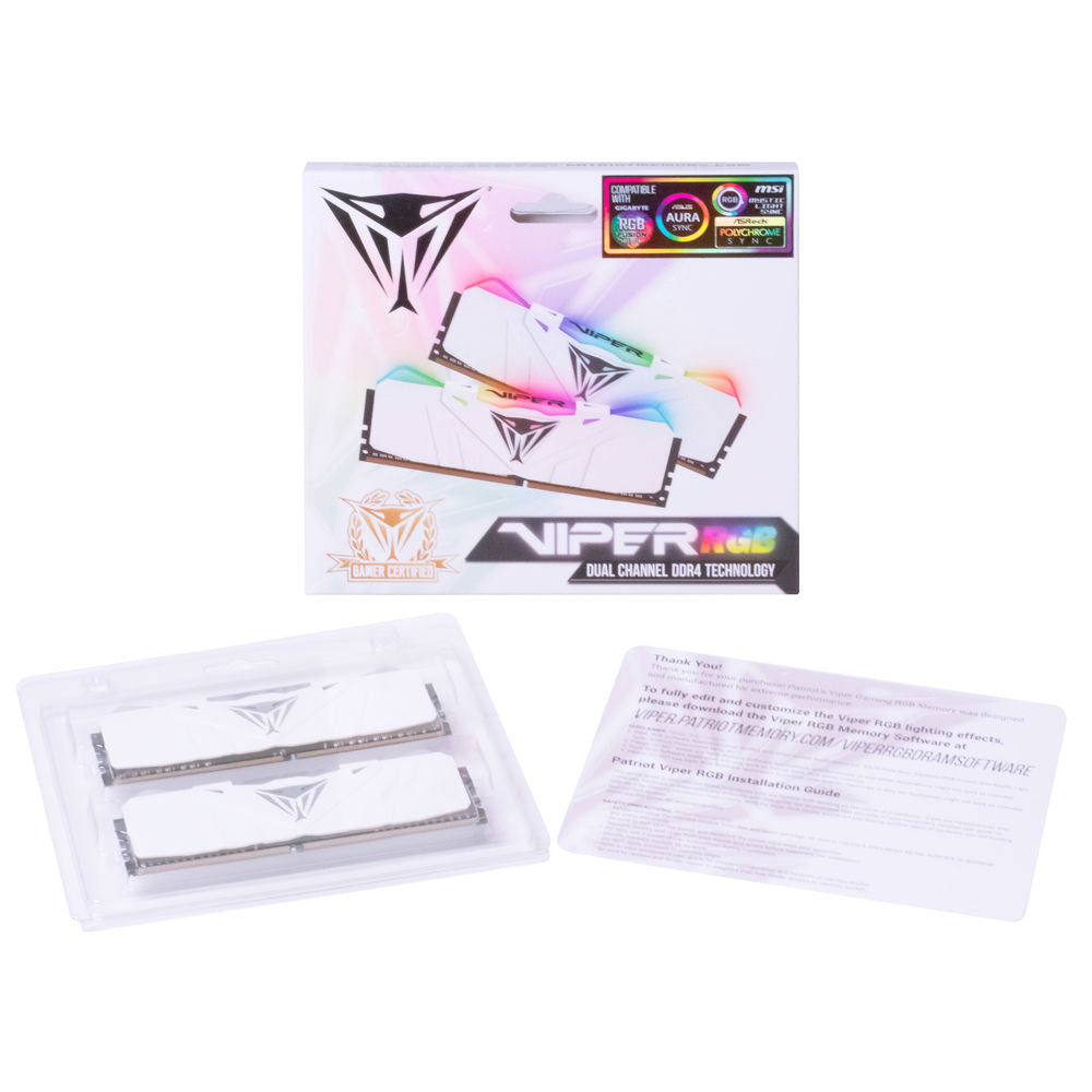 Patriot Viper RGB 16GB (2 x 8GB) DDR4 3200 MHz RAM Memory Kit - White