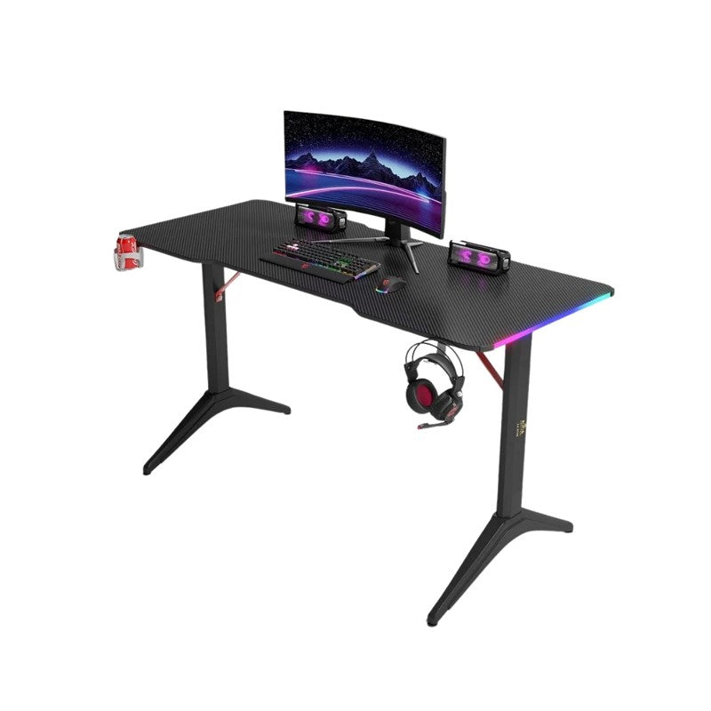 Royal RGB Lighting Gaming Desk with Carbon Fiber Surface - Black