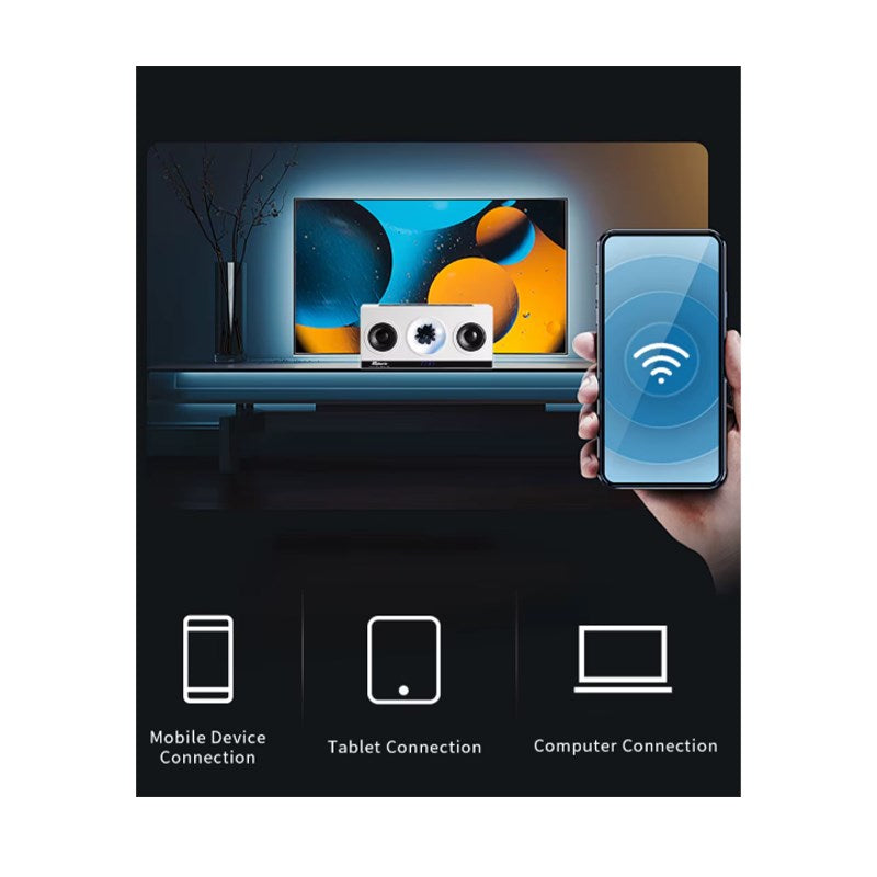 Portable Magnetic Ferrofluid Music Rhythm Bluetooth Speaker With Alarm Clock, TWS Pairing, TF Card And USB - White