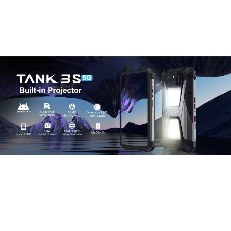 Unihertz 8849 TANK 3S 16 GB, 512 GB Memory, 15600 mAh Battery 5G Rugged Smartphone with Built-in Projector (Global Version)
