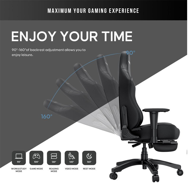 Andaseat Luna Pro with Footrest, Large Gaming Chair, PVC Leather