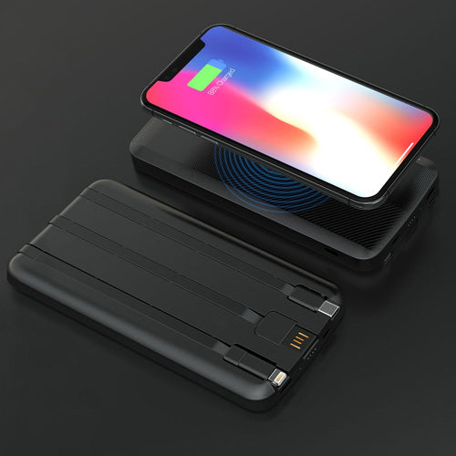 iWalk Scorpion Air 8000 Mah Portable Power With Wireless Charging & In-Built Cables - Black