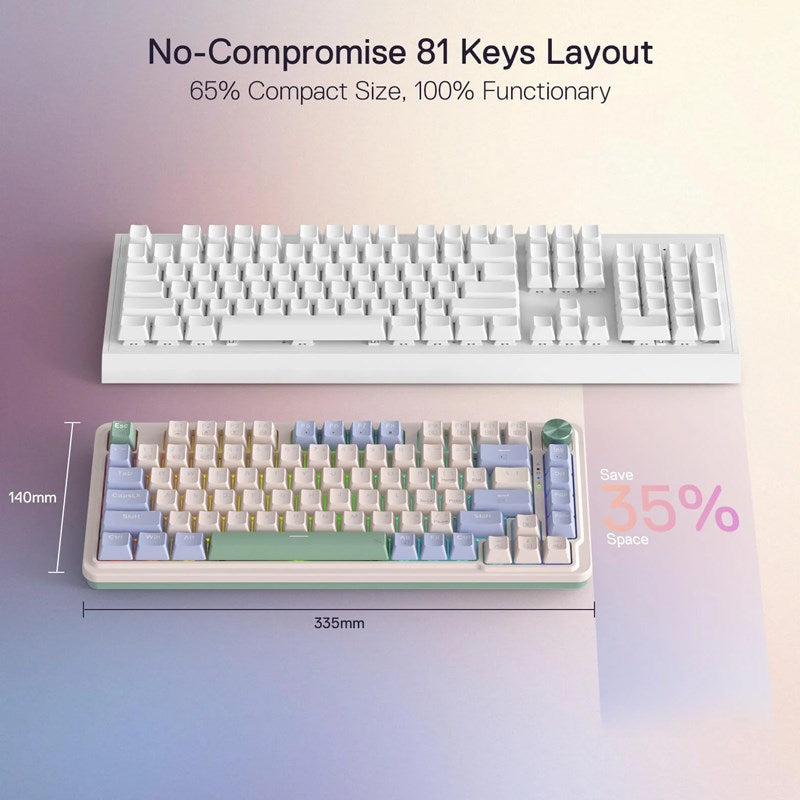 Redragon UCAL K673 PRO 75% Wireless Gasket RGB Gaming Keyboard (Red Switch) - Vintage White