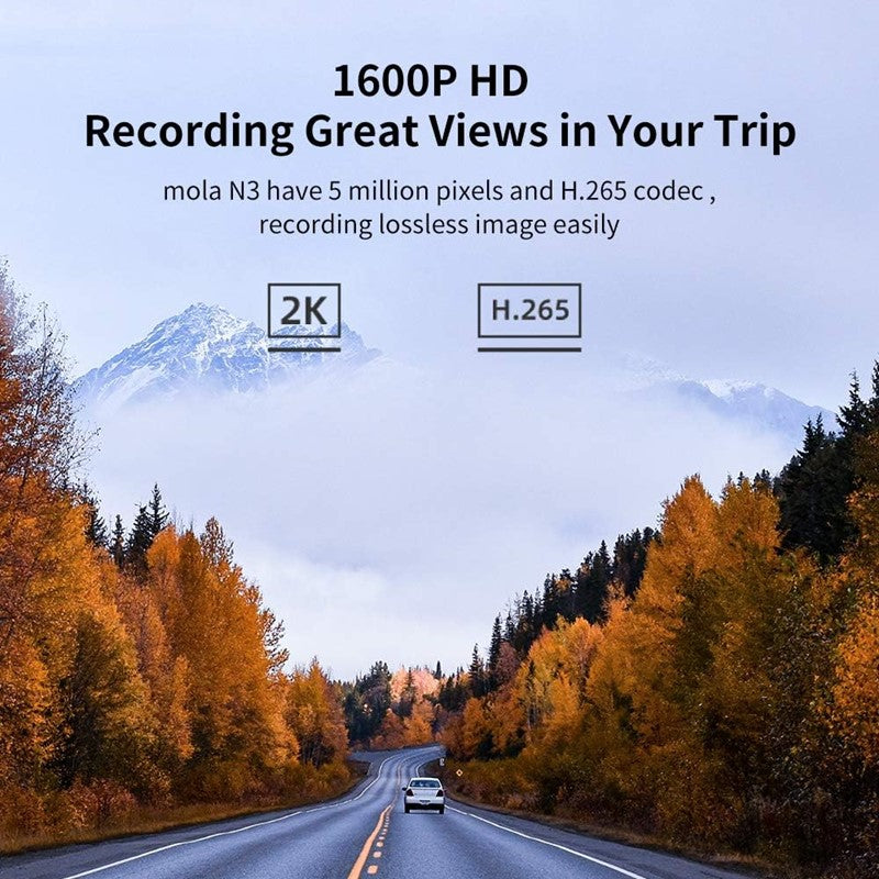 DDPAI Mola N3 Car Camera Dash Cam with GPS Video Recorder On-Dash Vehicle Cameras F1.8 Lens Motion Detection Parking Monitoring