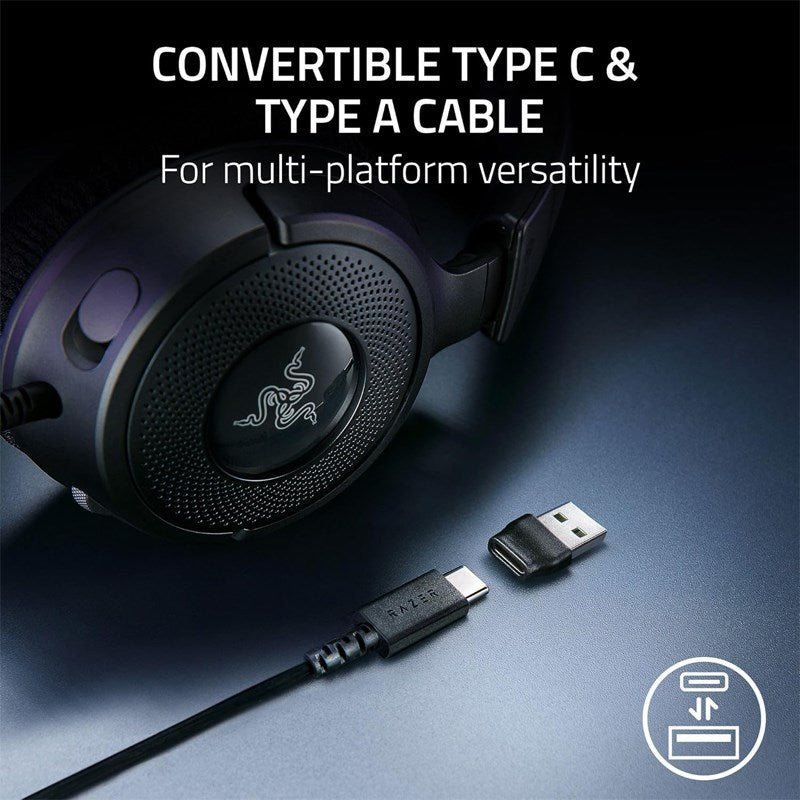 Razer Kraken V4 X Wired USB-C Gaming Headset for PC, PS5, Switch, Mobile - Black