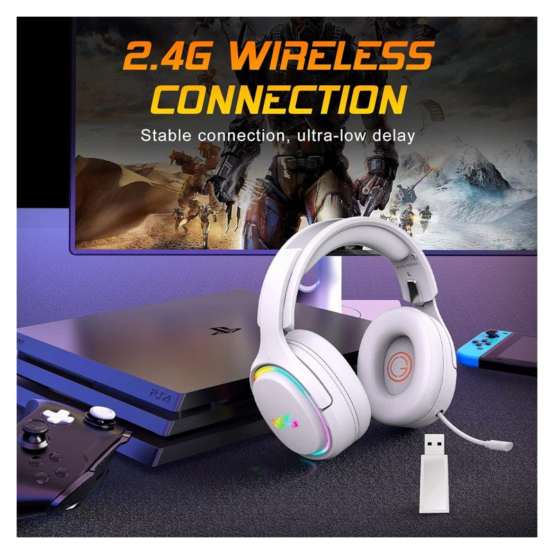 OCG Gaming Headset Dual Wireless Lossless 2.4G Bluetooth Gaming Headphones with Detachable Microphone 50mm Speakers - for PC, PS4, PS5, Smartphone, MacBook, Notebook, Tablet