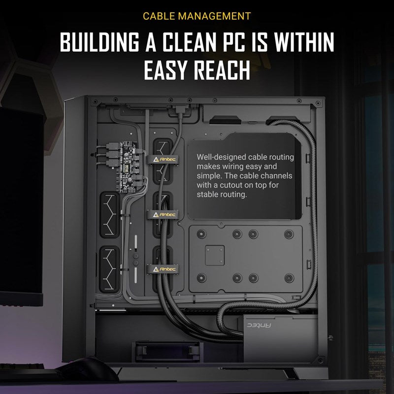 Antec P20C ARGB E-ATX Mid Tower Gaming PC Case - Black (3 ARGB Fans Included)