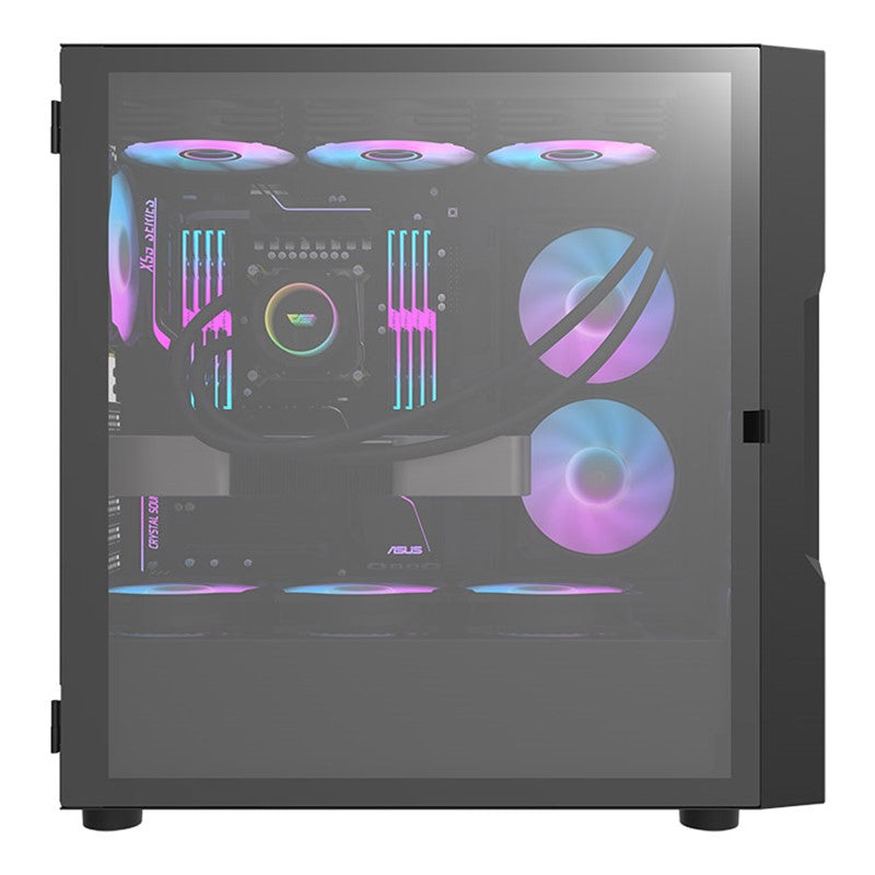 حقيبة الألعاب Aigo DarkFlash DK431 Mesh E-ATX Full Tower (مع 4 مراوح ARGB باللون الأسود) - أبيض