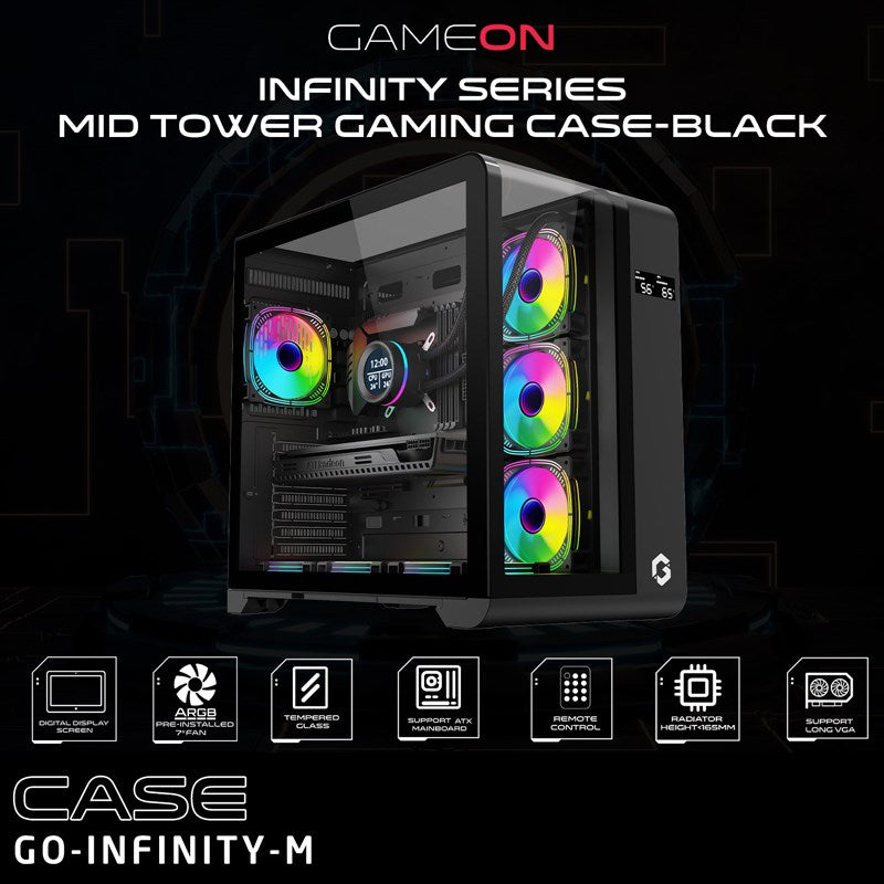 Buy GAMEON INFINITY Series ARGB ATX Mid Tower Gaming PC Case - Black (7 ...