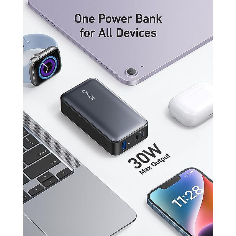 Anker Power Bank, 533 Power Bank (PowerCore 30W), Power IQ 3.0 Portable Charger with PD 30W Max Output, 10000mAh Battery Pack