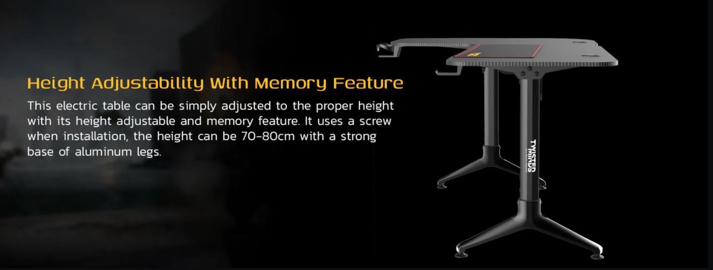 Twisted Minds Y Shaped Gaming Desk Carbon Fiber Texture (Dimension: 160 x 70 x 75 x 80 cm) - Left - Open Box
