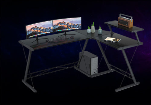 GAMEON 3in1 L-Shaped Slayer II XL Series Gaming Desk - Black